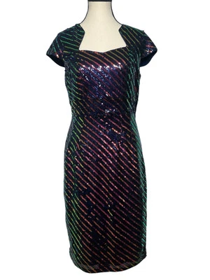 Vestido Grace Karin Multicolor Formal Lentejuelas Manga Gorra Hasta la Rodilla Mediano Nuevo con Etiquetas Foto 1 de 4