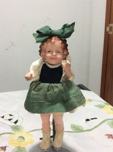 RARE Antique Composition MOLDED HAIR Shirley Temple Doll good cond Japan 7 1/2" - Picture 1 of 12