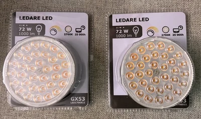 Four new Ikea LEDARE GX53 LED Bulbs 1000 lumen 2700 K Dimmable 803.650.91 - Image 1 of 2
