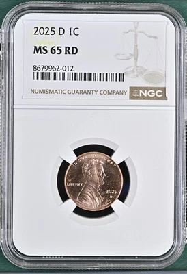 2025-D LINCOLN SHIELD CENT PENNY NGC MS65RD #H - Image 1 of 2