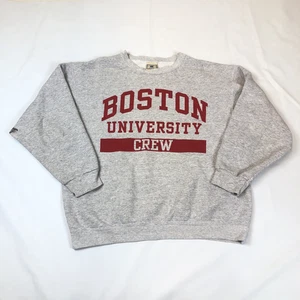 Vintage Boston University Crew Rowing Gray Crewneck Sweatshirt Mens Size Large - Picture 1 of 13