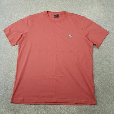 Camiseta Paul Smith Para Hombres XL Ladrillo Rojo Cebra Rayas Logo Informal Mod Ska Ajustada Foto 1 de 4