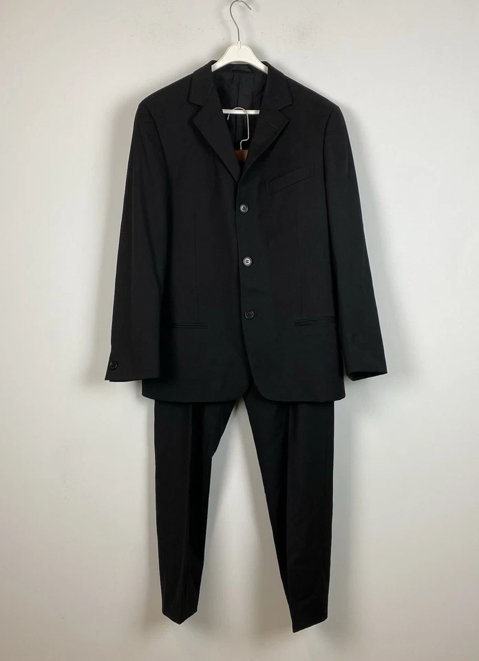 Traje ROMEO GIGLI Hombre Negro Lana Sólido 3 Botones 2 Piezas Talla 48 Foto 1 de 4