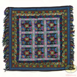 35"x 35" Tablecloth Table Cover Yi Minority Embroidery Floral Wall Hanging Decor - Picture 1 of 6