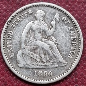 1860 Seated Liberty Half Dime 5c Early Type Coin Better Grade VF - XF #88808 - Picture 1 of 2