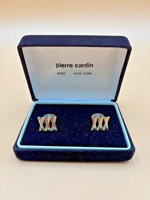 Запонки Pierre Cardin винтажные 1960-е дизайн XXX двухцветные золото и серебро с коробкой - Изображение 1 из 4
