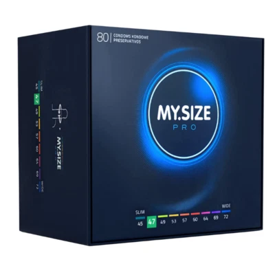 Condones delgados My Size PRO 47 mm * Sensación de cierre más pequeña Ajuste cómodo * Caja de 80 Foto 1 de 4