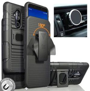Noir Étui Robuste Pied Clip Ceinture Magnétique Voiture Support pour Alcatel 7, - Photo 1 sur 11