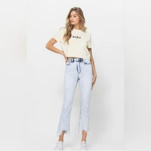 Jeans acampanados cortos de tiro alto lavados vintage Vervet 28 - Imagen 1 de 12