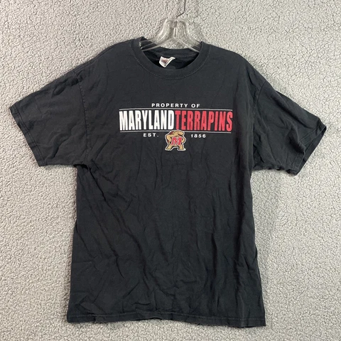 Vintage Maryland Terrapins Shirt Adult Large Black Logo Hanes Heavyweight Mens Cover