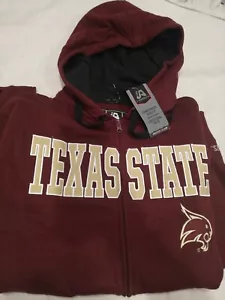 Texas State Mens Large Full Zip Burgundy Hoodie J. America Front Pocket New - Picture 1 of 10