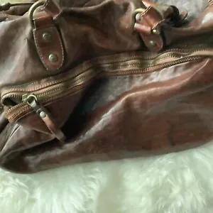 CAMPOMAGGI “TOKIO” DARK BROWN ITALIAN LEATHER TRAVEL DUFFLE CARRYON BAG - Picture 1 of 16