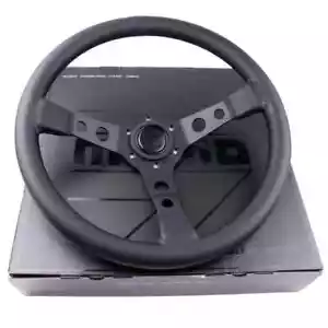 MOMO Prototipo P5 Black Edition 350mm Genuine Leather Deep Dish Steering Wheel - Picture 1 of 7