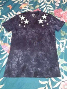 Hollister Blue Americana Acid Wash Star T Shirt Mens Crew Neck Short Sleeve XS - Picture 1 of 4