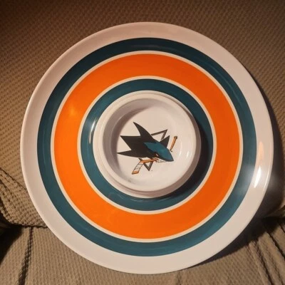 San Jose акулы чипсы овощи и погружения сервировочное блюдо лоток тарелка хоккей НХЛ новый - Изображение 1 из 4