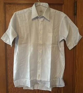 Camisa a Rayas Azul Abotonada 15 1/2 Christian Dior Chemises Años 70 De Colección BE - Imagen 1 de 6