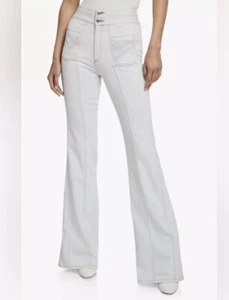 Veronica Beard Jeans Farrah 11” Wide Leg Flare 27/4 Belize white Made In USA - Picture 1 of 11