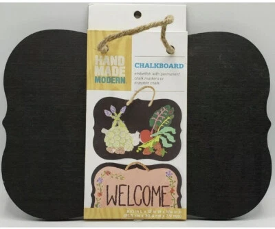 Chalkboard Wood Oblong Sign, Black - Hand Made Message Hanging Board. Craft - Image 1 of 2