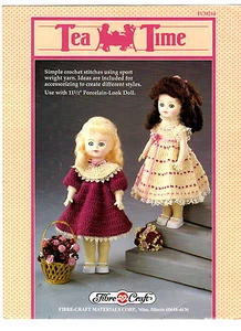 Fiber-Craft Crochet Pattern Book TEA TIME DOLL CLOTHES FMC214 - Picture 1 of 3