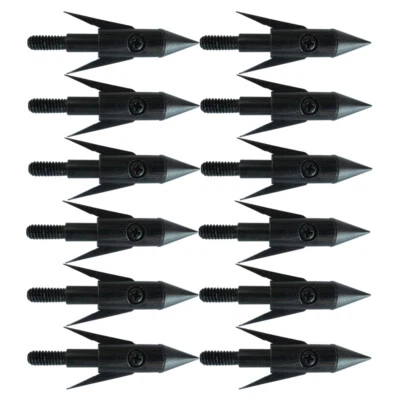 12PCS Archery Fishing Broadheads 2 Blade 1.5" Dia Expandable Arrowheads - Image 1 of 4