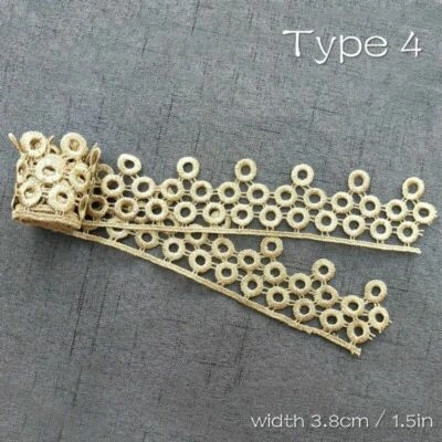 Gold Embroidered Lace Trim Ribbon Fringe Costume Decor Applique Craft Sewing New - Image 1 of 4