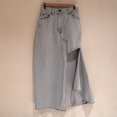 Maxi Falda Anna Sui New York Denim Lt Lavado Corte Asimétrico Talla 24 XS Foto 1 de 4