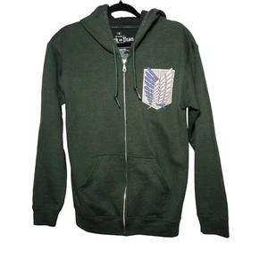 Hot Topic Hoodie Attack On Titan Scout Regimen Green Cotton Blend Zip Size S - Picture 1 of 7