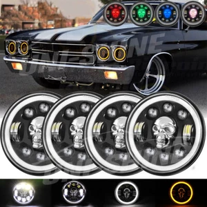 4PCS 5.75" 5-3/4" RGB DRL LED Headlights Hi-Lo Halo For Chevy Chevelle 1964-1970 - Picture 1 of 9