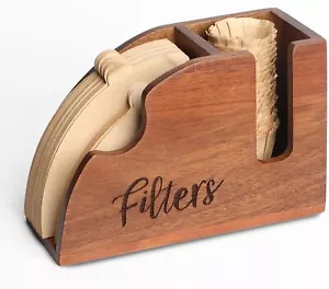 Acacia Coffee Filter Holder, V60 Size 01 02 Conical Coffee Filter Storage Box - Picture 1 of 7