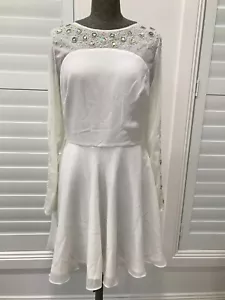 New ASOS white tulle faux pearl bead mini dress wedding hens bridal UK 12 - Picture 1 of 10