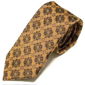 Jos A Bank Tie NEW Slim 1905 Silk & Wool Gold Floral Geometric Preppy Dapper - Picture 1 of 18