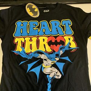 DC Comics Batman Heart Throb Juniors teens size  L large Black Hockey T-Shirt