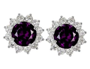 Natürlicher Amethyst & CZ Edelsteine mit 925 Sterling Silber Manschettenknöpfe für Herren #59 - Bild 1 von 3