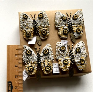 Juego de 4 anillos de servilleta mancha sobre mariposa MacKenzie-Childs NUEVOS en caja sellada - Imagen 1 de 12