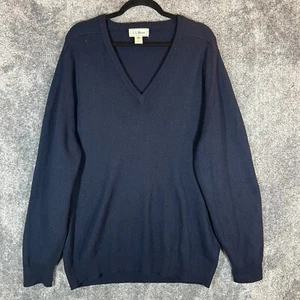 Vintage LL Bean Wollpullover Herren Tall Large dunkelblau V-Ausschnitt Schottland Lammwolle - Bild 1 von 9