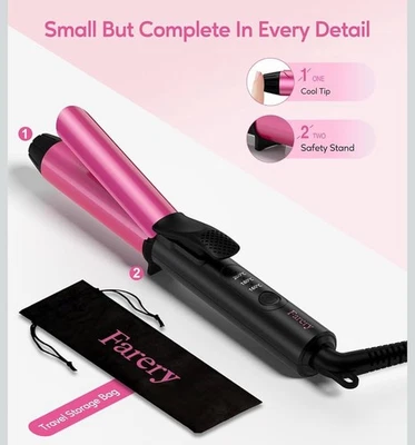Mini Hair Curler Wand Curling Tongs 25mm Fast Heating Travel Ready Waver 200C - Image 1 of 4