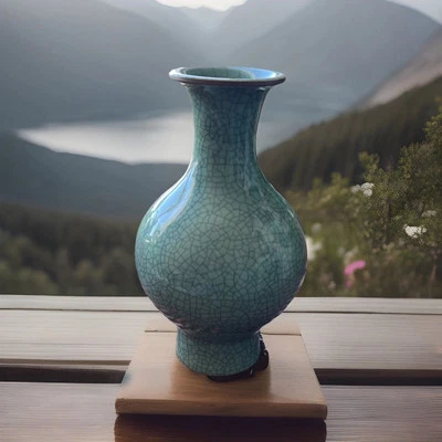 Vintage Celadon Chinese Flower Vase - Image 1 of 3