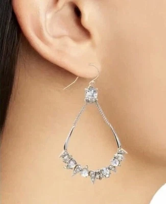 Pre-Loved Alexis Bittar Silver Crystal TearDrop Earrings Silver Thorn Mosaic - Image 1 of 3