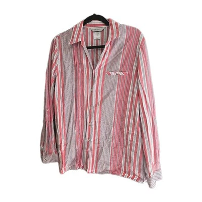 Camisa feminina Napa Valley listrada rosa manga longa casual botão tamanho XL - Imagem 1 de 3