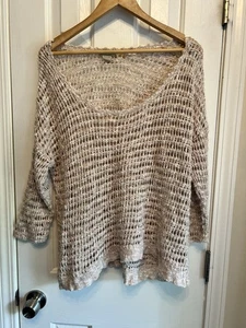 Tan Textured Open Knit Sweater Size Large - Picture 1 of 3