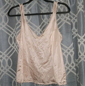 De Colección Y2K Talla L Slip Cami Top Romántico Encaje Satén Chemise Tanque Lencería Melocotón Ligero - Imagen 1 de 3