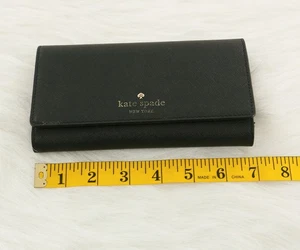 Kate Spade Geldbörse schwarz Bifold Slim, Druckknopfverschluss, Reißverschluss Außentasche - Bild 1 von 5
