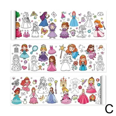 Rollo de dibujo para niños papel de relleno de color pegajoso rollo de graffiti papel para colorear Foto 1 de 4