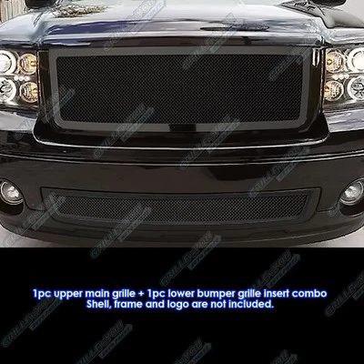 Combo de inserción de rejilla de malla negra inoxidable carrocería nueva para GMC Sierra 1500 07-13 Foto 1 de 3