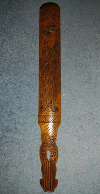 Antique Victorian Japanese Carved Bamboo Bible Page Turner Peacock Design - Image 1 of 4