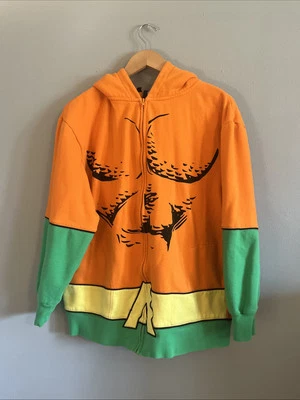 RARO DC Comics Aquaman Sudadera con Capucha Cremallera Para Hombre Grande Naranja Y Verde Foto 1 de 4