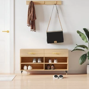 Banco Zapatero Armario Soporte de Zapatos de Pasillo Madera de Ingeniería vidaX - Imagen 1 de 91