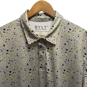 BYLT Premium Basics Herren Größe Large grau gepunktet Performance Golf Polo Shirt euc - Bild 1 von 5