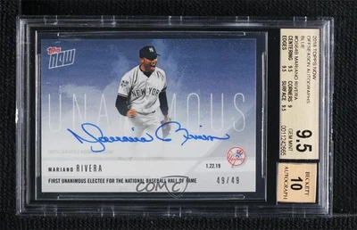 2018 Topps Now Off-Season Blue 49/49 Mariano Rivera BGS 9.5 GEM MINT Auto HOF - Image 1 of 3