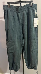 C&C California XL Dark Grey Linen Blend Cargo Pockets Joggers Elastic Waist New - Picture 1 of 8